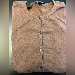 Lands’ End Supima cotton cardigan - brown